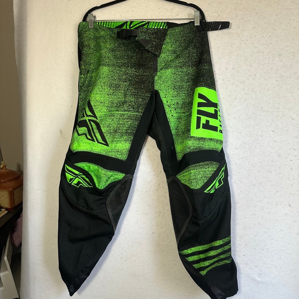 Fly Racing Kinetic Performance Racewear Motocross Pants Neon Green Black Size 34